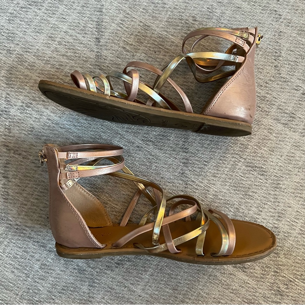 Cat & Jack Target Girls' Rose Gold Dion Zipper Metallic Ankle Strap Sandals sz 4